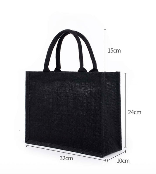 Strong & Courageous Mom Black Burlap Bag